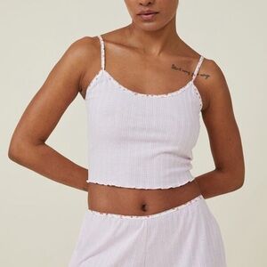 Cotton On Body Baby Pink Cropped Pointelle Cami w Strawberry Print Straps – XS